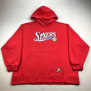 Vintage Nike Philadelphia 76ers Hoodie Sweatshirt Adult XL Red Center Swoosh y2k